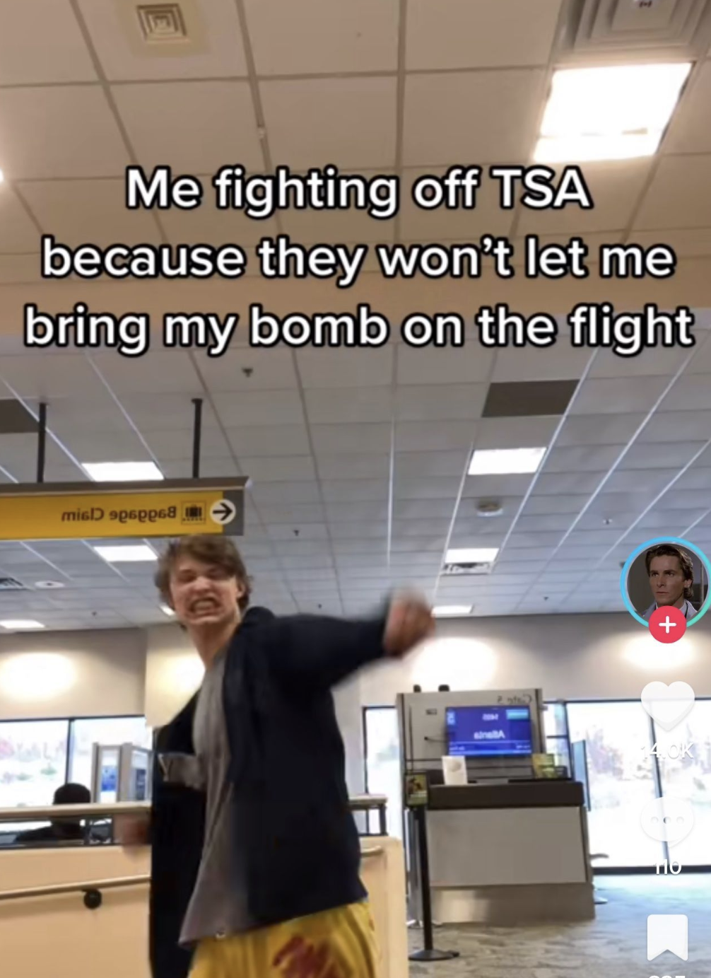 ceiling - E Me fighting off Tsa because they won't let me bring my bomb on the flight